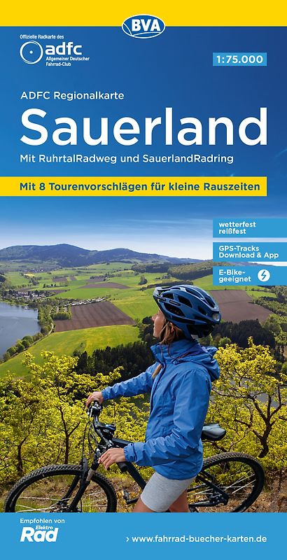 BVA ADFC Regionalkarte Sauerland mit Tagestouren-Vorschlägen 1:75.000