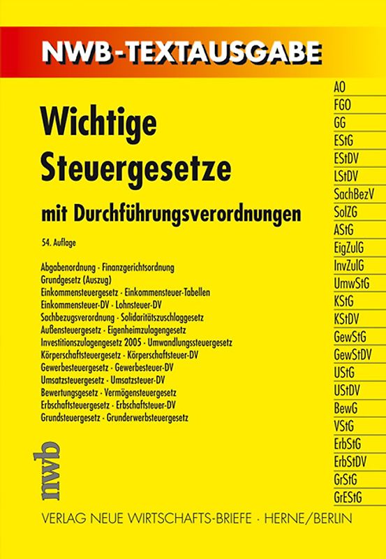 Wichtige Steuergesetze