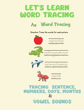 Lets learn word tracing: word tracing, tracing for kids, trace the sentence, preschool writing , Home school writing, beginner writing