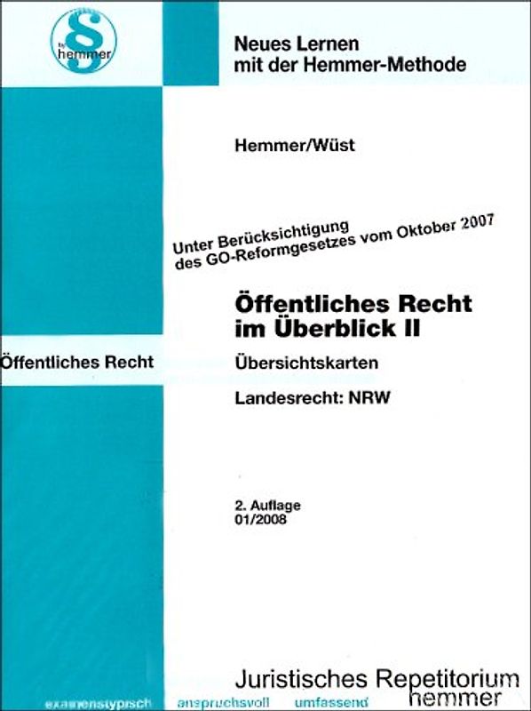 Ö-Recht im Überblick - Teil II, NRW. Übersichtskarteikarten