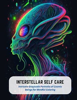 Interstellar Self Care: Intricate Grayscale Portraits of Cosmic Beings for Mindful Coloring