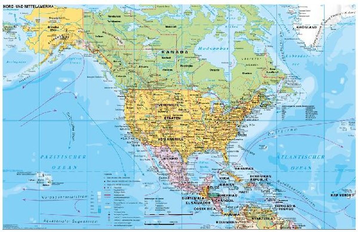 Nord- und Mittelamerika politisch 1 : 90.000 000