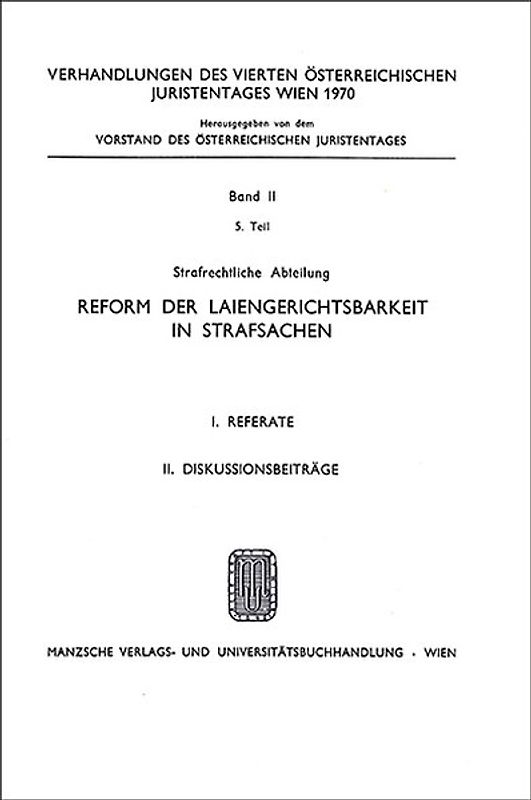 4. Österreichischer Juristentag 1970 Strafrecht