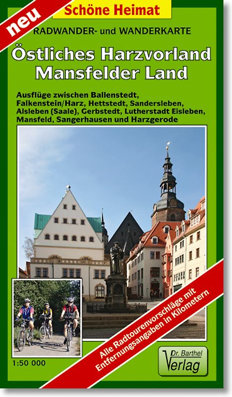 Radwander- und Wanderkarte Östliches Harzvorland, Mansfeld, Hettstedt, Lutherstadt Eisleben und Umgebung