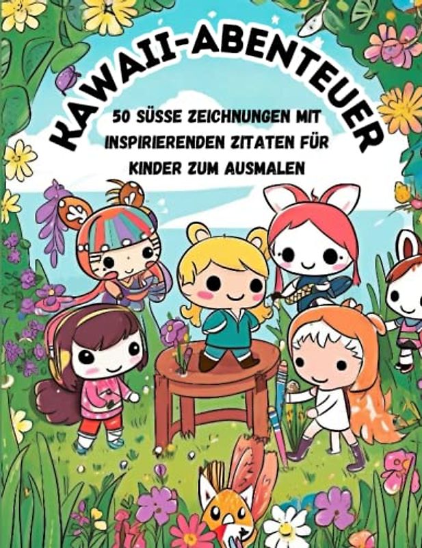Kawaii-Abenteuer: 50 süße Zeichnungen mit inspirierenden Zitaten für Kinder zum Ausmalen: Bezaubernde Motive und ermutigende Worte zum Ausmalen und Entspannen