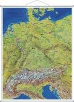 Deutschsprachige Länder Panorama. Wandkarte mit Metallbeleistung