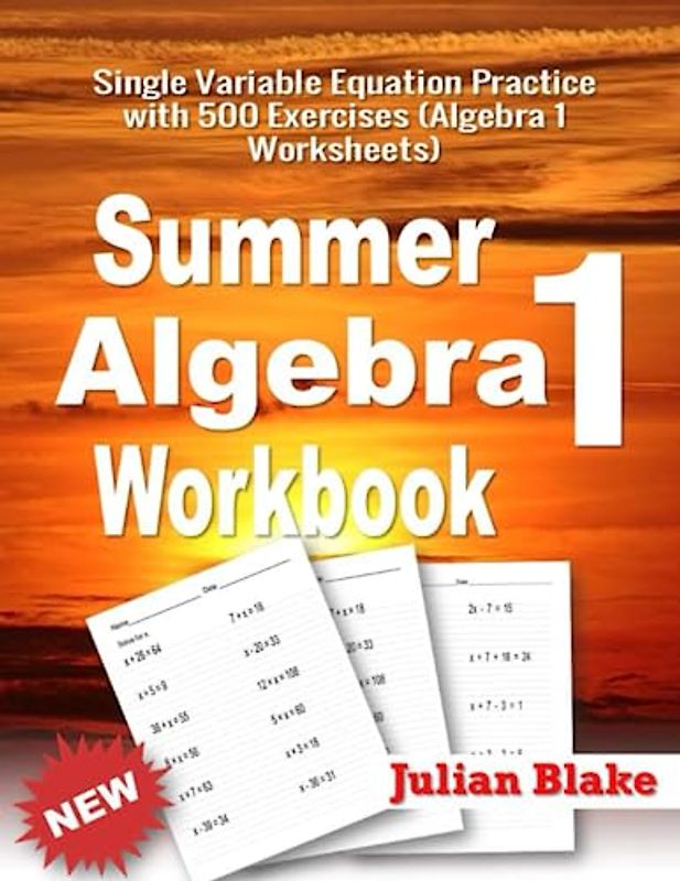 Summer Math Algebra 1 Workbook: Single Variable Equation Practice with 500 Exercises (Algebra 1 Worksheets)