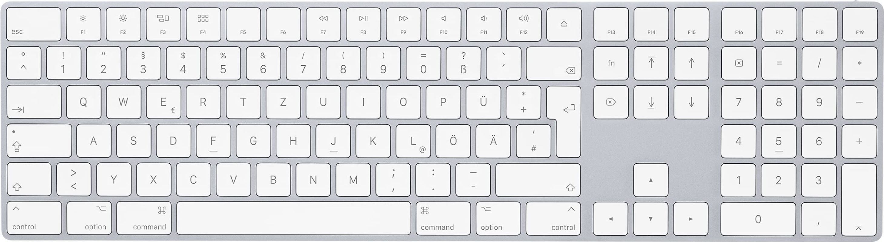 Apple magic Keyboard mit Ziffernblatt [deutsches Tastaturlayout, QWERTZ] silber
