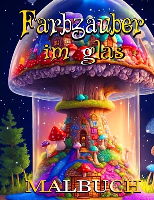Farbzauber im Glas Malbuch: Sammlung bezaubernder Illustrationen in „Schöne Szenen im Glas“, mit niedlichen Tieren, Fantasy-Kreaturen und mehr