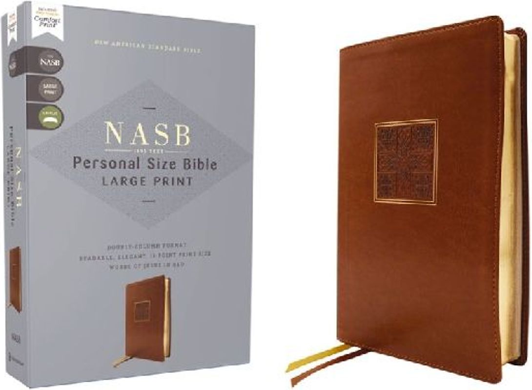 NASB, Personal Size Bible, Large Print, Leathersoft, Brown, Red Letter, 1995 Text, Comfort Print