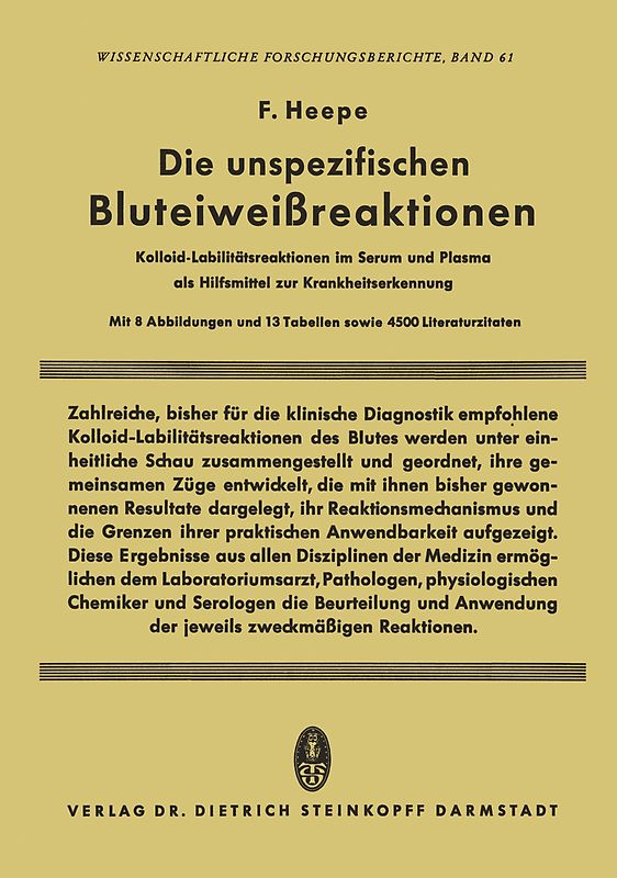 Die unspezifischen Bluteiweissreaktionen