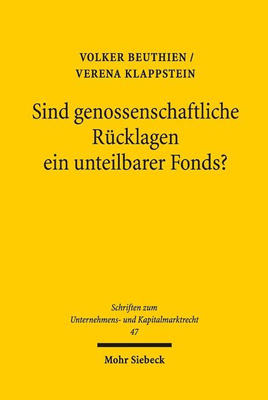 Sind genossenschaftliche Rücklagen ein unteilbarer Fonds?