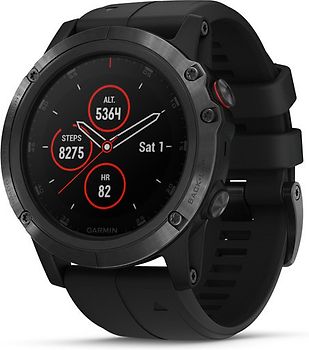 Garmin Fenix 5X Plus 51 mm noir au bracelet en silicone noir [Wifi, Saphir Edition]