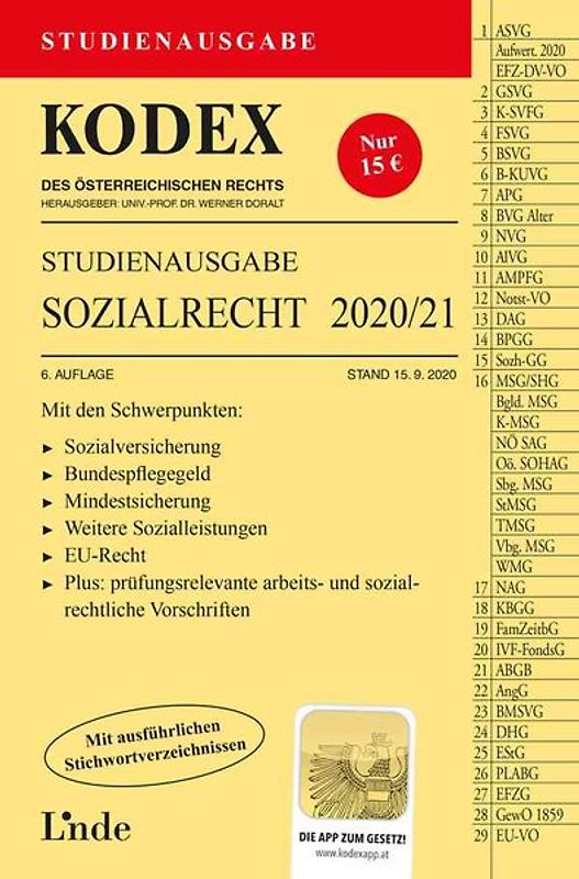 KODEX Studienausgabe Sozialrecht 2020/21