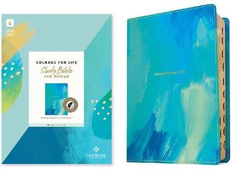 NLT Courage for Life Study Bible for Women, Filament Enabled (Leatherlike, Brushed Aqua Blue, Indexed, Red Letter)
