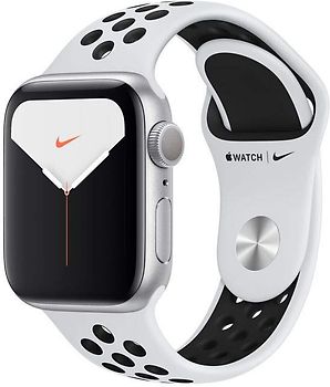 Apple Watch Nike Series 5 40 mm Aluminiumgehäuse silber am Nike Sportarmband pure platinum/schwarz [Wi-Fi]