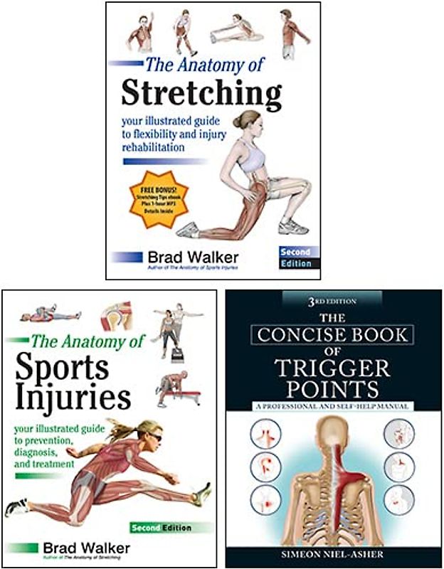 The Anatomy of Stretching, The Anatomy of Sports Injuries, The Concise Book of Trigger Points 3 Books Collection Set