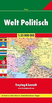 Welt politisch gefaltet. 1:35.000.000