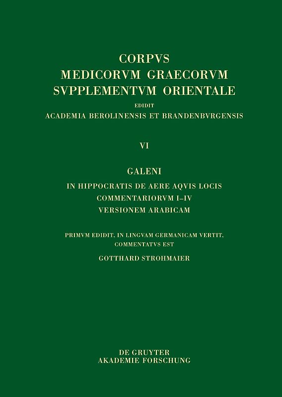 Galeni In Hippocratis De aere aquis locis commentariorum I–IV versio Arabica