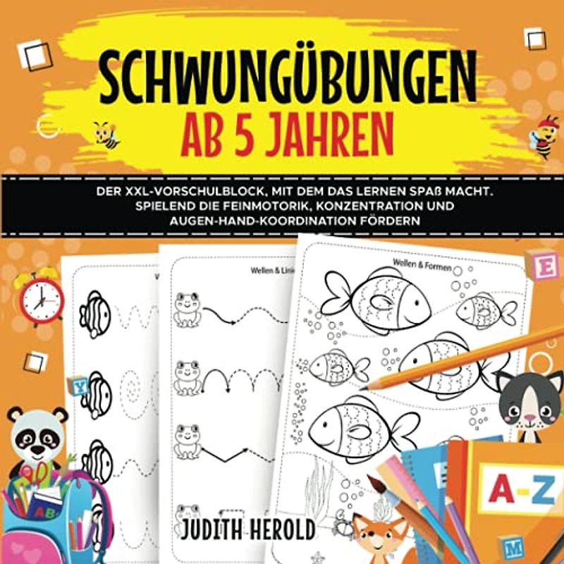 Schwungübungen ab 5 Jahren: Das XXL Vorschule Übungsheft für Jungen und Mädchen. Fördert die Feinmotorik, Konzentration und Augen-Hand-Koordination. Tolles Geschenk für Vorschulkinder