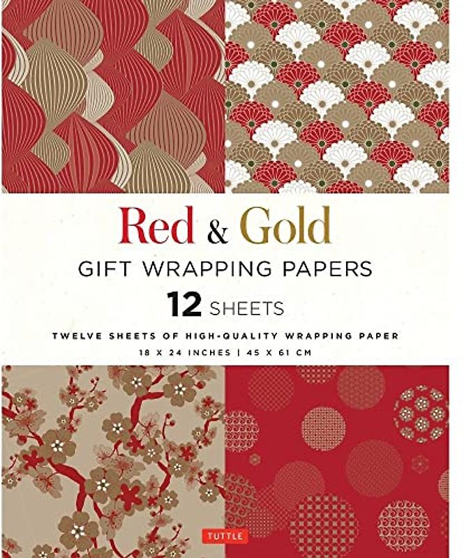 Red and Gold Gift Wrapping Papers: 12 Sheets of High-Quality 18 x 24 inch Wrapping Paper: 18 x 24 inch (45 x 61 cm) Wrapping Paper