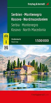 Serbien - Montenegro - Kosovo - Nordmazedonien, Straßenkarte 1:500.000, freytag & berndt