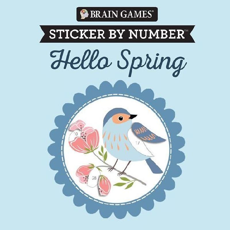 Brain Games - Sticker by Number Compact Edition: Hello Spring 7x7 Inches Easter Basket Filler, Travel Size Activity Book for Adults & Kids 7+