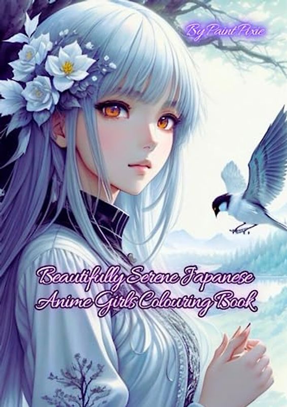 Beautifully Serene Japanese Anime Girls Colouring Book