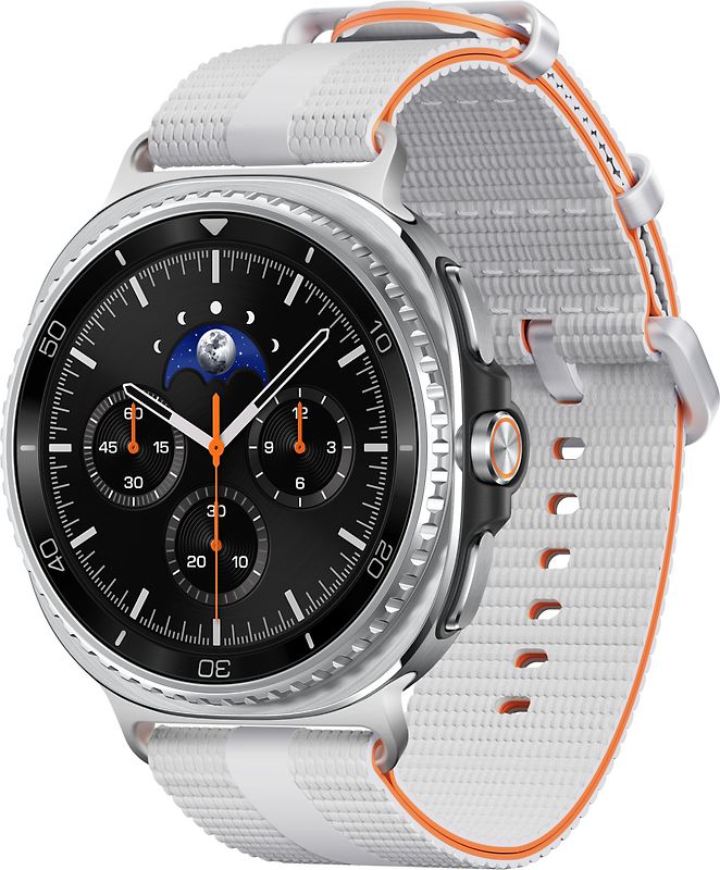 Samsung Galaxy Watch8 Classic 46 mm Boîtier aluminium noir sur Sport Chic M/L blanc [Wi-Fi]