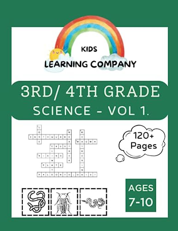 3rd-4th Grade Science Activities workbook, Ages 7-10 Vol 1: Earth Science for Kids, 4th grade science workbooks, physics books for kids 8-12 -matter, energy, motion, Animal Biology for kids