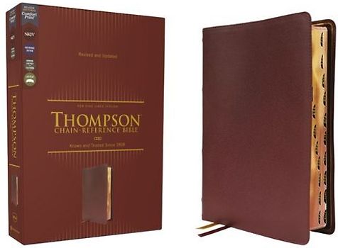 Nkjv, Thompson Chain-Reference Bible, Genuine Leather, Calfskin, Burgundy, Red Letter, Thumb Indexed, Comfort Print