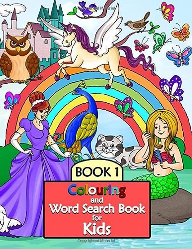 Colouring and Word Search Book for Kids: Book 1 - Colouring Book for Ages 5 and up. (UK Version)