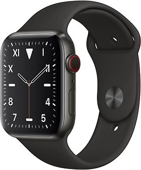 Apple Watch Series 5 44 mm boîtier en titane noir sur bracelet sport noir [Wi-Fi + Cellulaire]