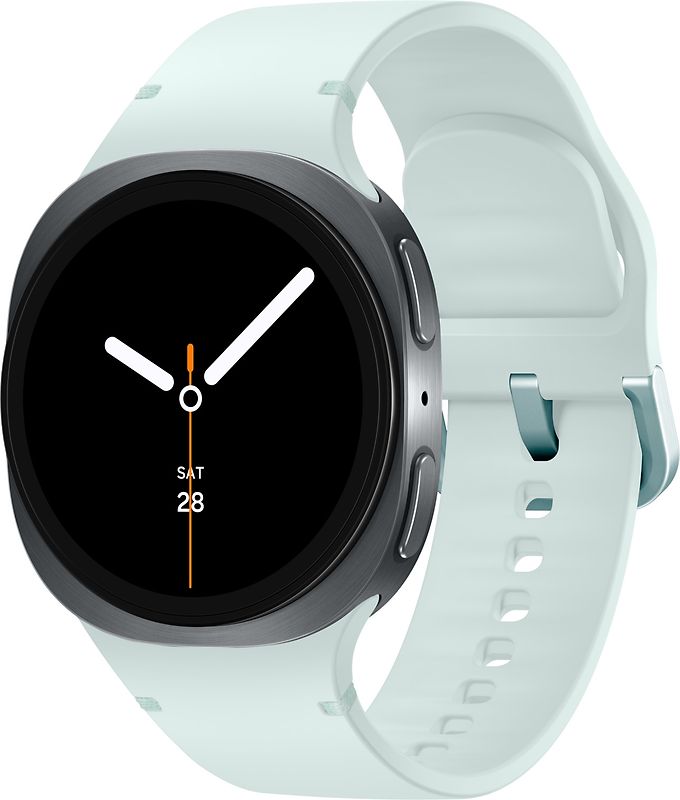 Samsung Galaxy Watch8 44 mm Boîtier aluminium graphite sur Sport en silicone S/M vert d'eau [Wi-Fi]