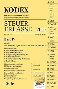 KODEX Steuer-Erlässe 2015, Band IV