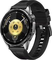 Huawei Watch GT 6 46 mm boîtier en acier inoxydable noir avec bracelet en fluoroélastomère noir