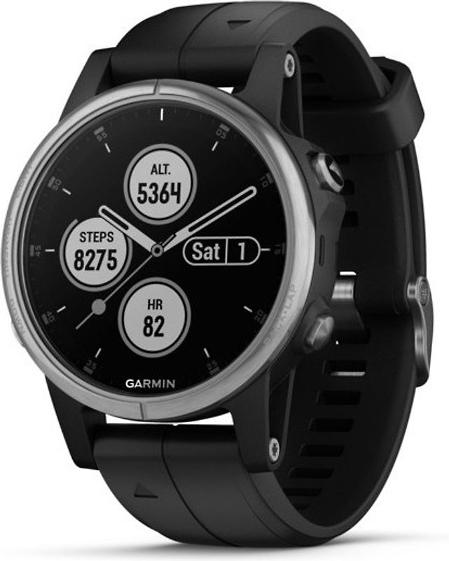 Garmin Fenix 5S Plus 42 mm argent au bracelet en silicone noir [Wifi]