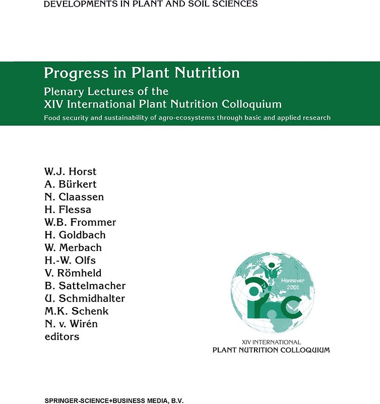 Progress in Plant Nutrition: Plenary Lectures of the XIV International Plant Nutrition Colloquium
