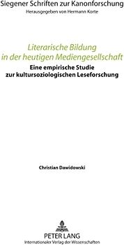 Literarische Bildung in der heutigen Mediengesellschaft