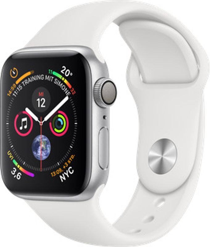 Apple Watch Serie 4 40 mm alloggiamento in alluminio argento con Loop sportivo bianco [Wi-Fi]