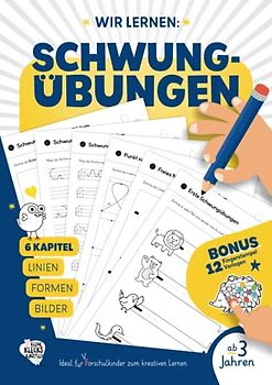 Wir lernen: Schwungübungen ab 3: Ein erstes Kindergarten Übungsheft zum Nachspuren und Schreiben lernen mit kreativen Übungen zur Förderung der Feinmotorik.