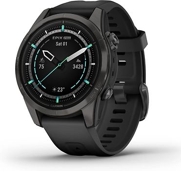 Garmin Epix Pro (Gen 2) 42 mm noir/gris carbone avec bracelet en silicone gris [Wi-Fi, Sapphire Edition]