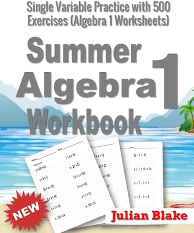 Summer Math Algebra 1 Workbook: Single Variable Practice with 500 Exercises (Algebra 1 Worksheets)