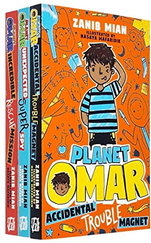 Planet Omar Series 3 Books Collection Set By Zanib Mian (Accidental Trouble Magnet, Unexpected Super Spy, Incredible Rescue Mission)