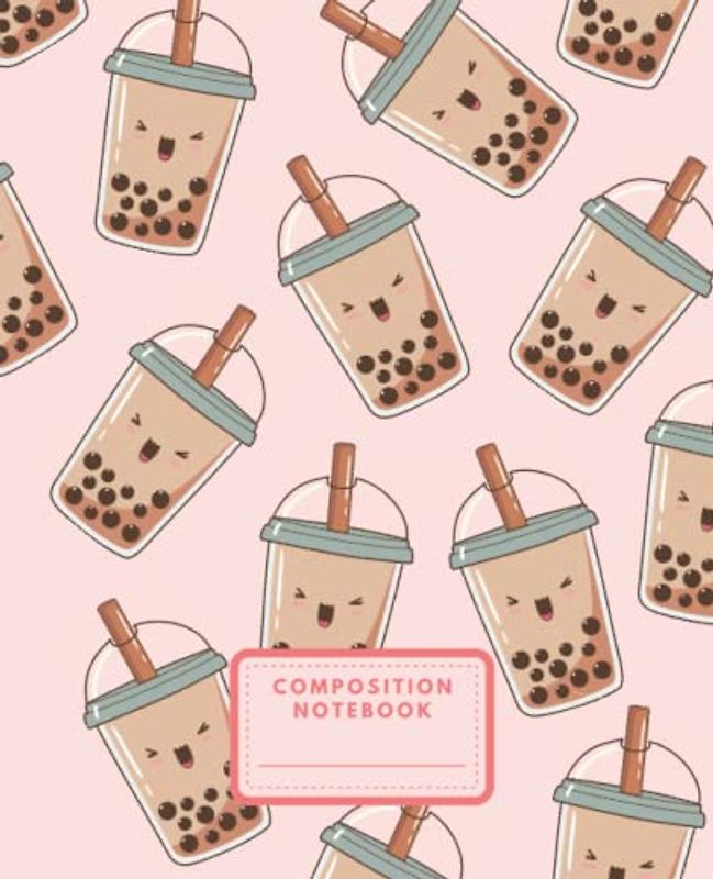 Boba Milk Tea Composition Notebook: Boba Tea Journal Diary | Kawaii Bubble Tea Notebook for Kids & Girls | Cute Japanese Chinese Stationery | 7.5x9.25” | 110 College Ruled Lined Pages