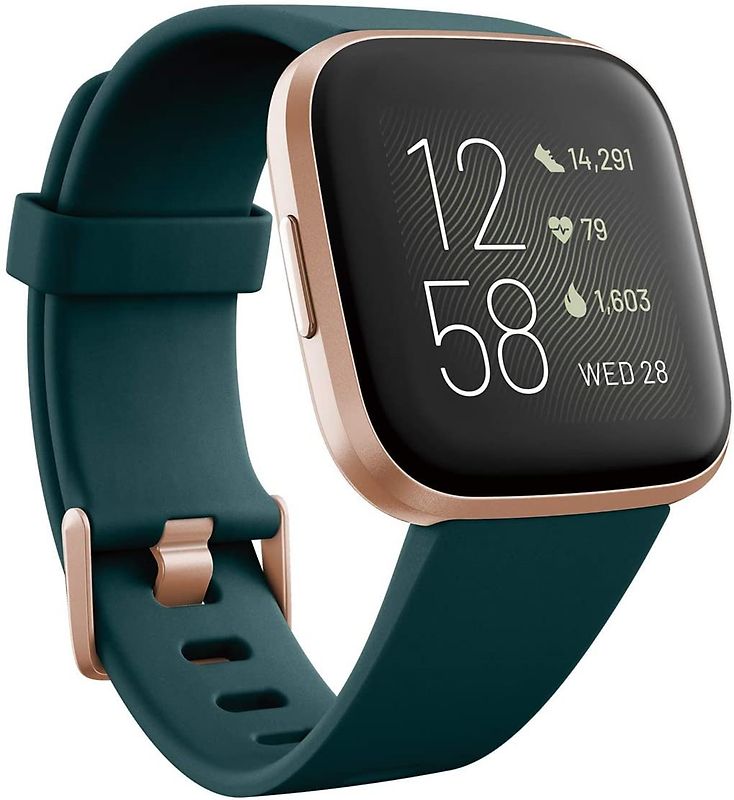 FitBit Versa 2 40 mm aluminium cuivre rosé et bracelet silicone emerald [Wi-Fi]