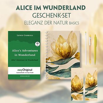 Alice im Wunderland Geschenkset (Hardcover + Audio-Online) + Eleganz der Natur Schreibset Basics
