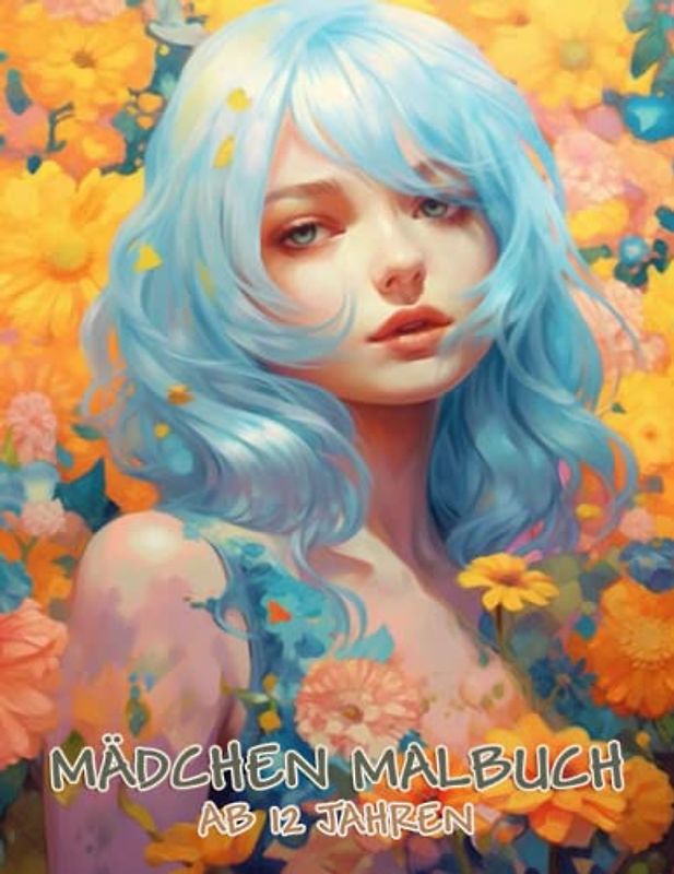 Mädchen Malbuch ab 12 Jahren: Entspannendes Malbuch: Wunderschöne Mädchen mit Blumen und 30 Malseiten. Schöne Frauen, Frauenportraits, ... Ausmalen für Mädchen, Teenager, Erwachsene.
