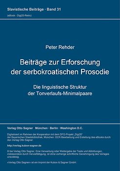 Beiträge zur Erforschung der serbokroatischen Prosodie