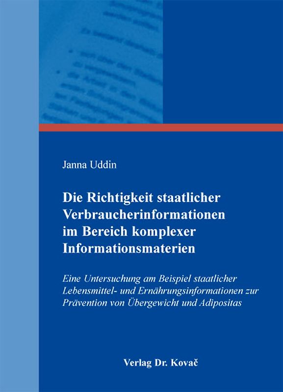 Die Richtigkeit staatlicher Verbraucherinformationen im Bereich komplexer Informationsmaterien